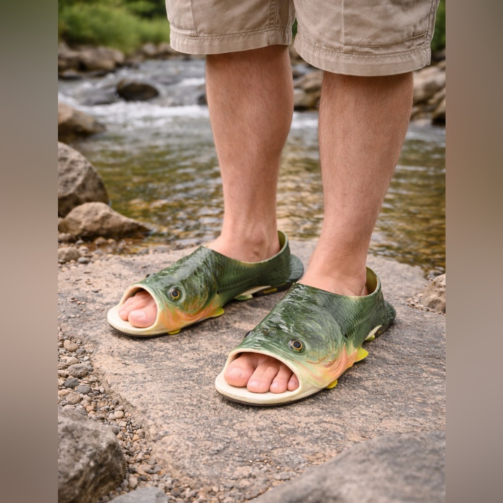 Bass fish sandals men’s size 11/12 unique awesome sandals